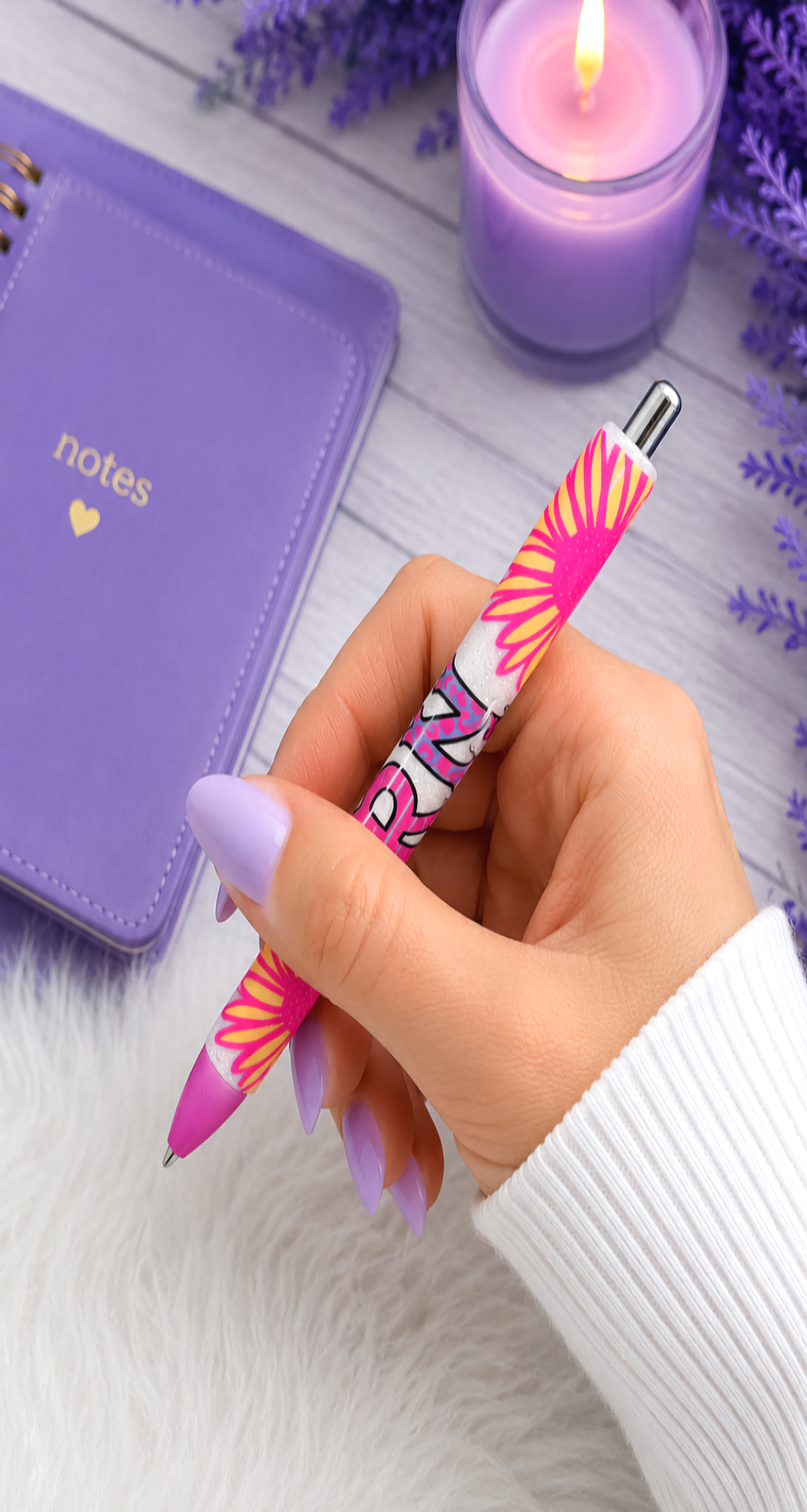 Handmade Bright Pink RN glitter pen with free refill