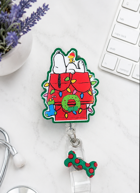 Handmade Christmas Snoopy Badge Reel