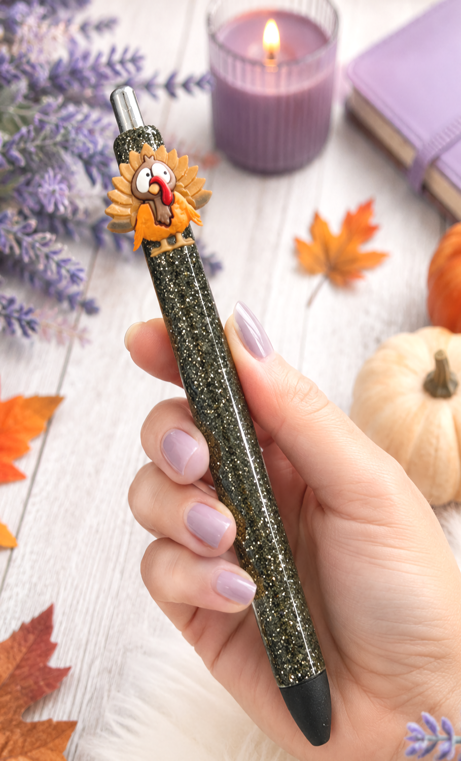 Handmade Turkey Thanksgiving glitter pen with free refill