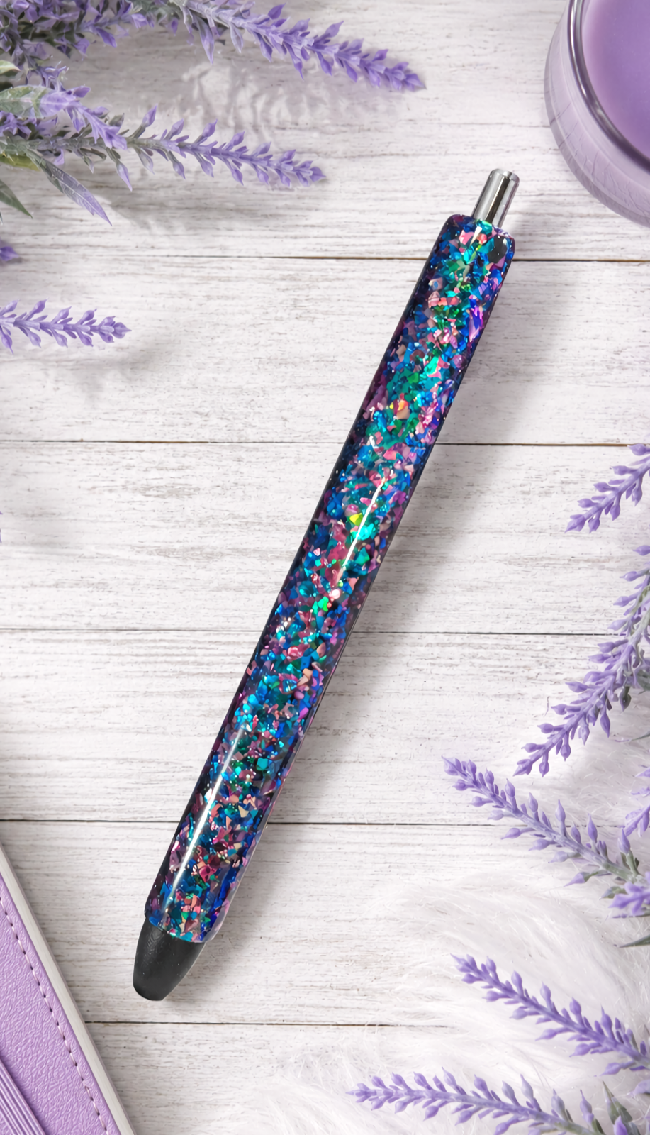 Handmade Pink and Blue Foil glitter pen with free refill