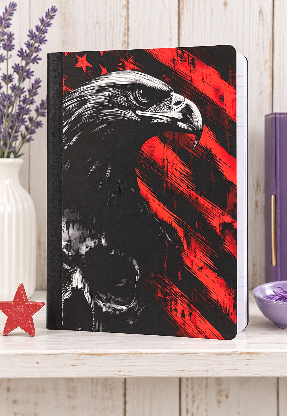 Decorative Vinyl Covered Composition Notebook Eagle and SKull