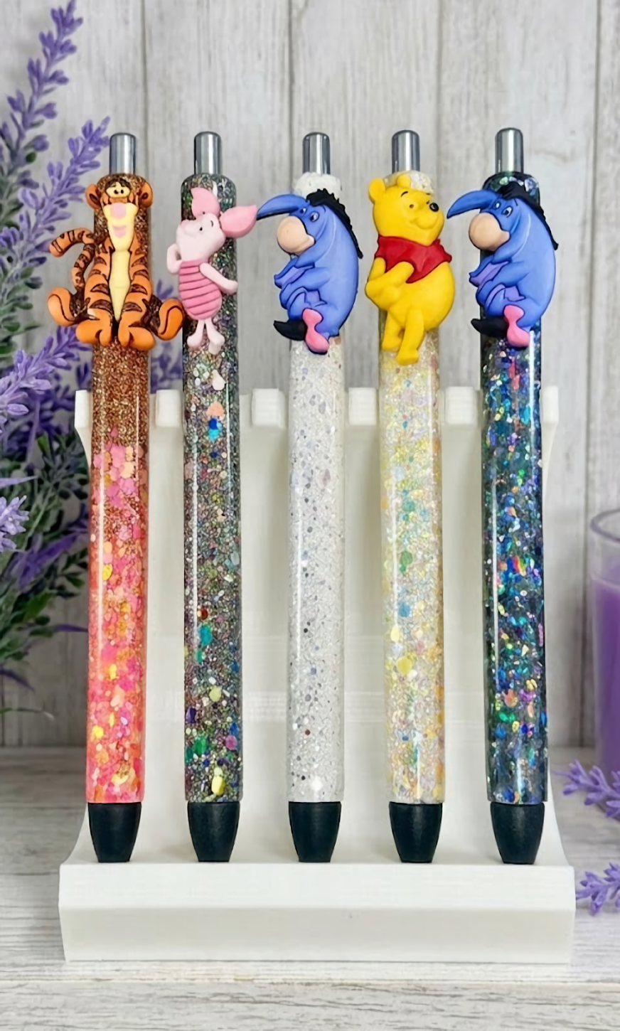 Handmade Pooh glitter pen with free refill