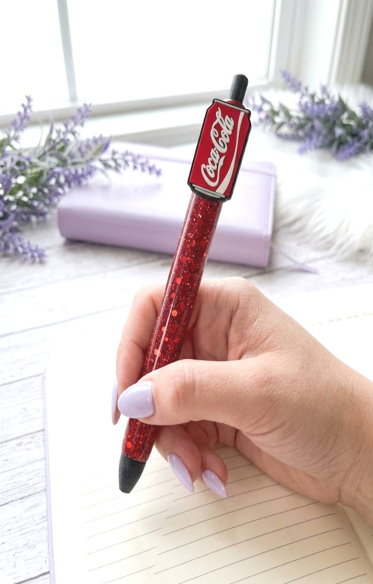 Handmade Coke  glitter pen with free refill