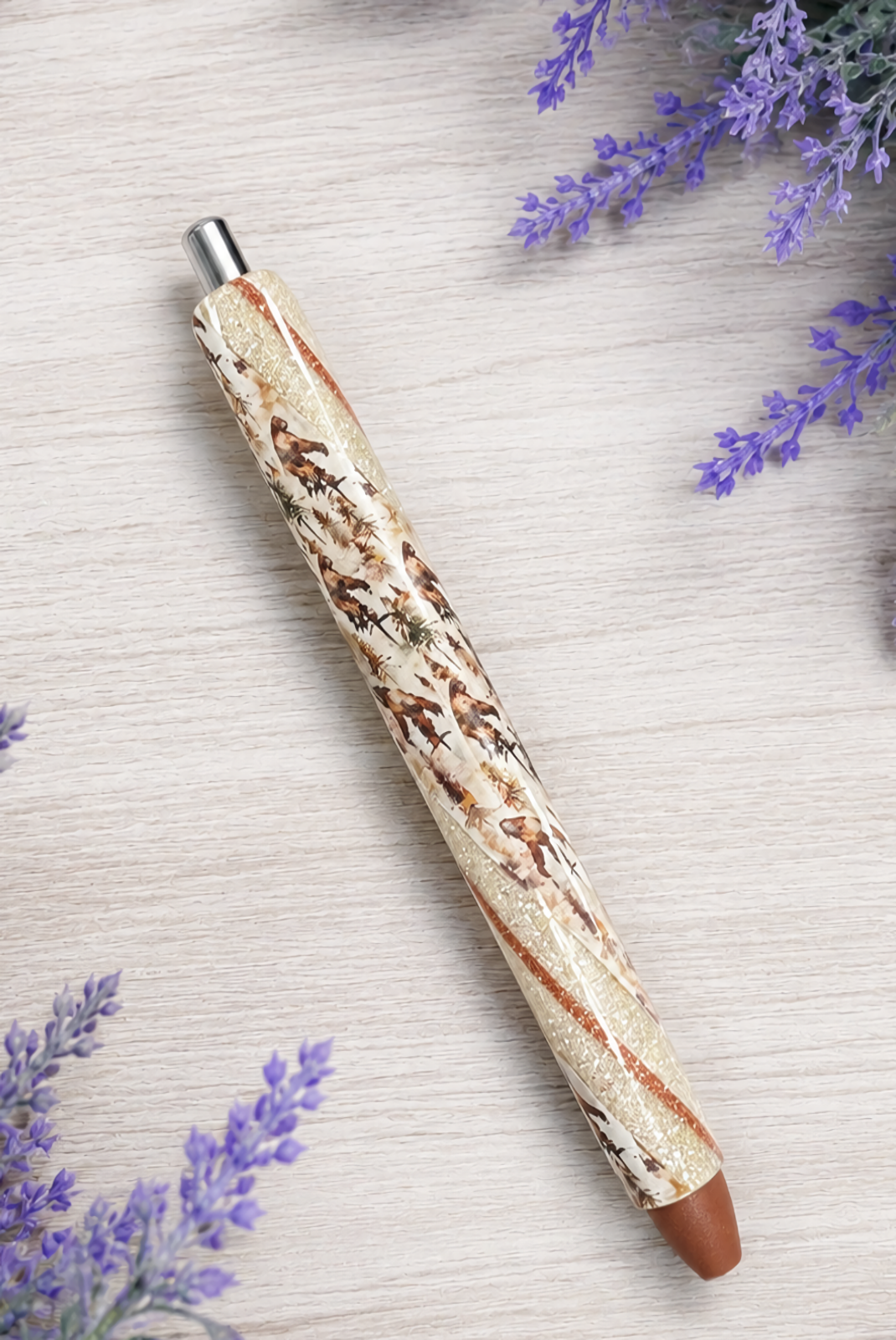 Handmade Bigfoot Sasquatch In forest glitter pen with free refill