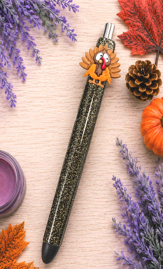 Handmade Turkey Thanksgiving glitter pen with free refill