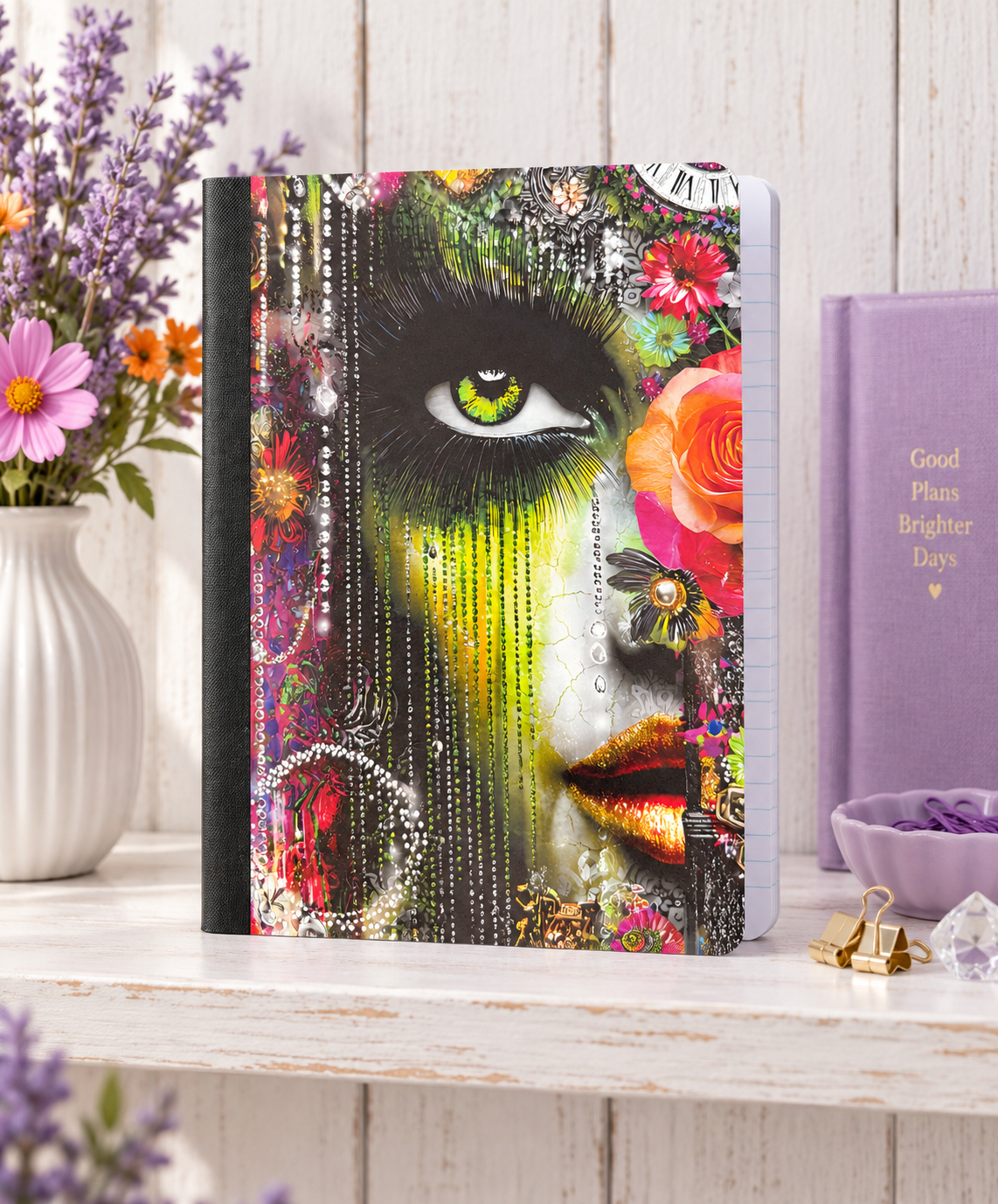 Decorative Vinyl Covered Composition Notebook Steampunk Face