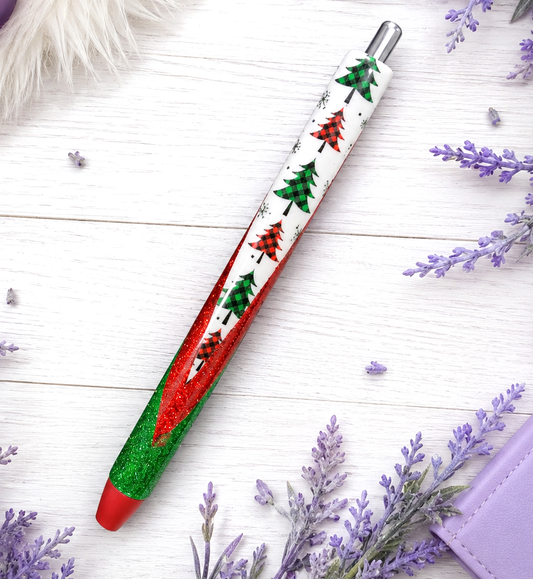 Handmade Christmas Trees glitter pen with free refill