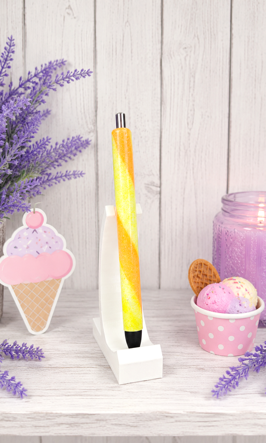 Handmade Yellow and Orange Swirl ombre glitter pen with free refill
