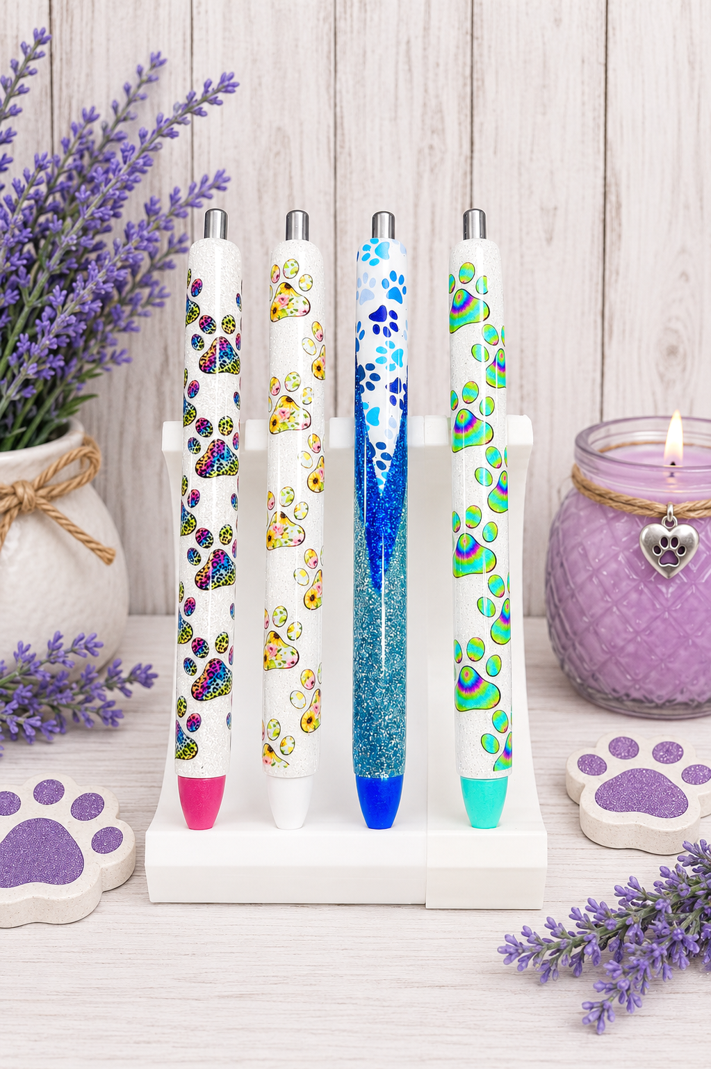 Handmade Sunflowers Dog Paws glitter pen with free refill