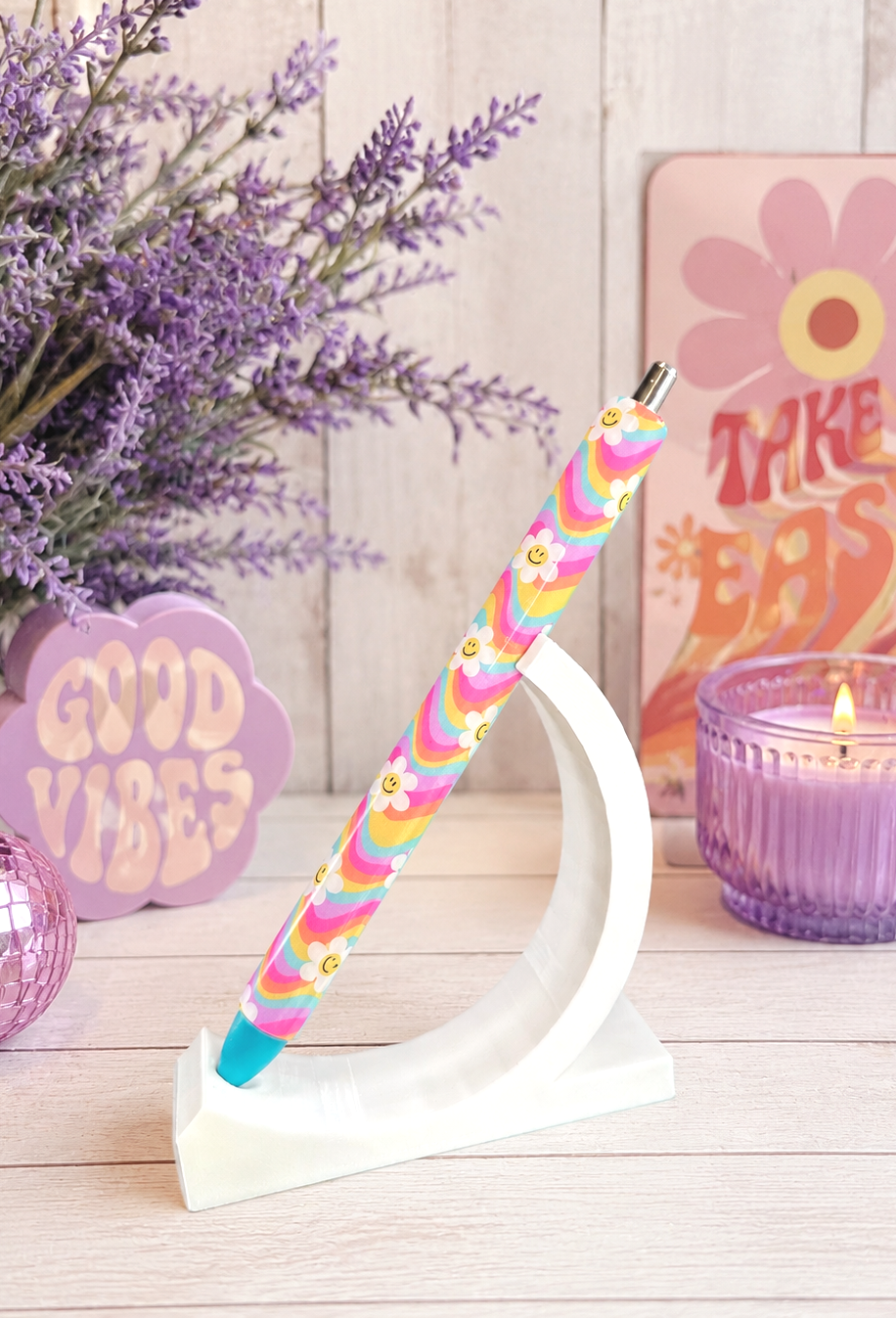 Handmade Retro Smiley Faces Half Wrap glitter pen with free refill
