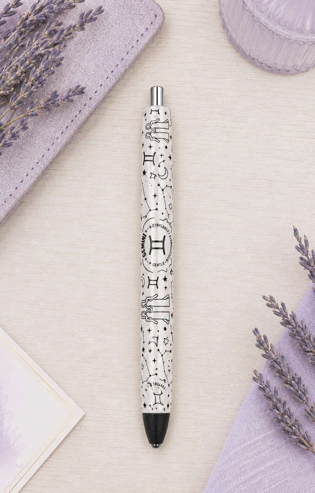 Custom Order Handmade Zodiac Sign full wrap glitter pen with free refill