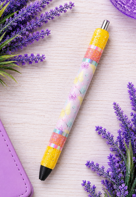 Handmade Pastel Butterflies with yellow glitter pen with free refill