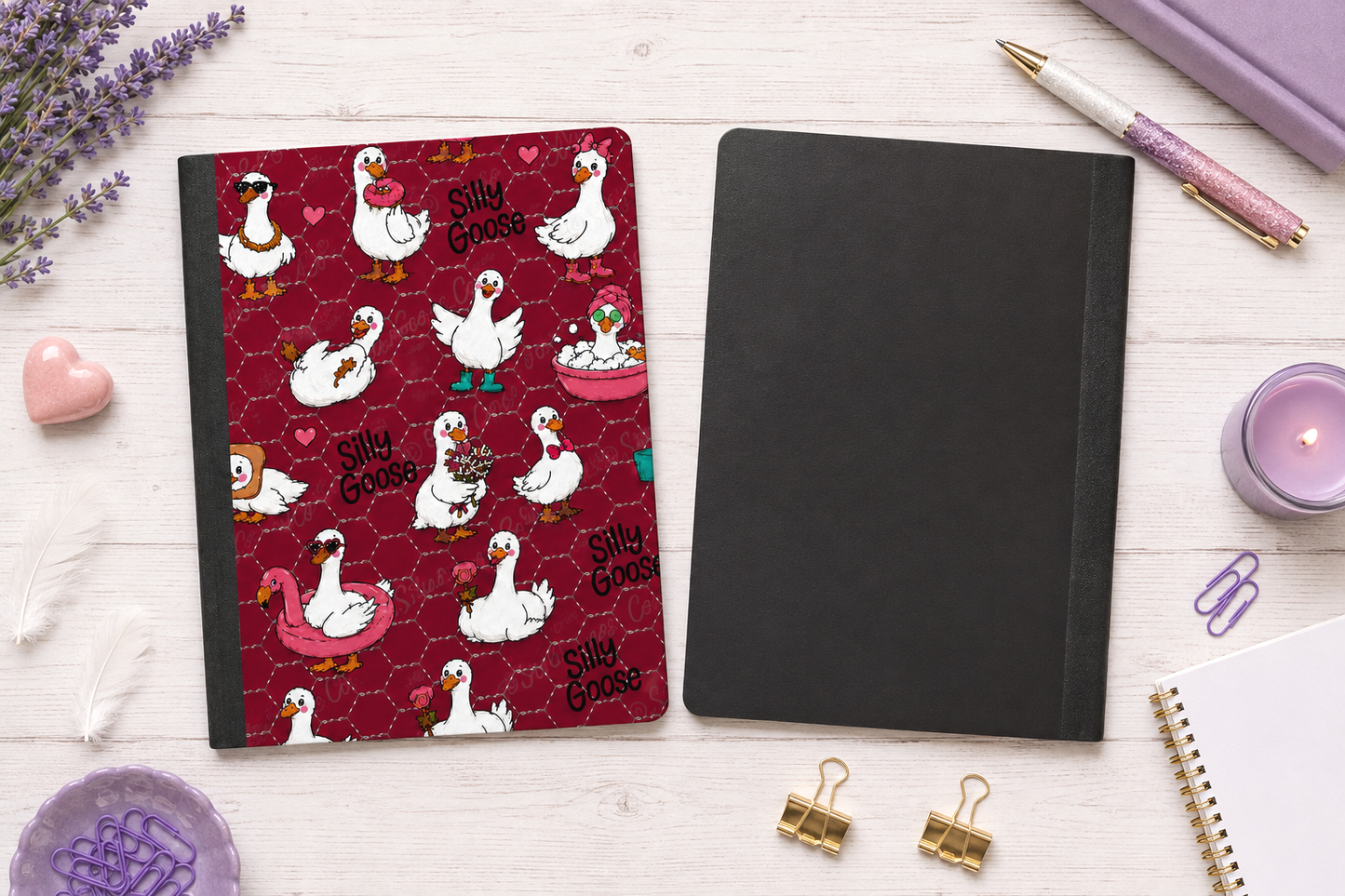 Decorative Vinyl Covered Composition Notebook Silly Goose