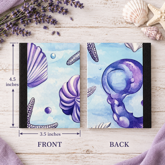 Decorative Vinyl Covered MINIATURE Composition Notebook Seashells