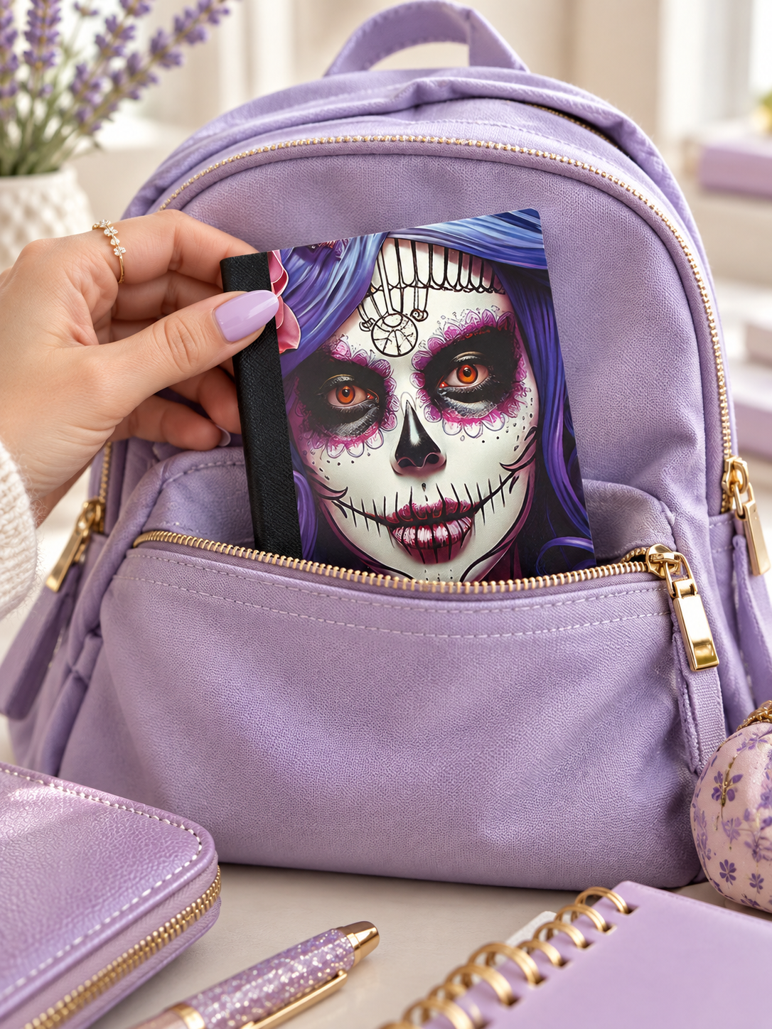 Decorative Vinyl Covered MINIATURE Composition Notebook Sugar Skull