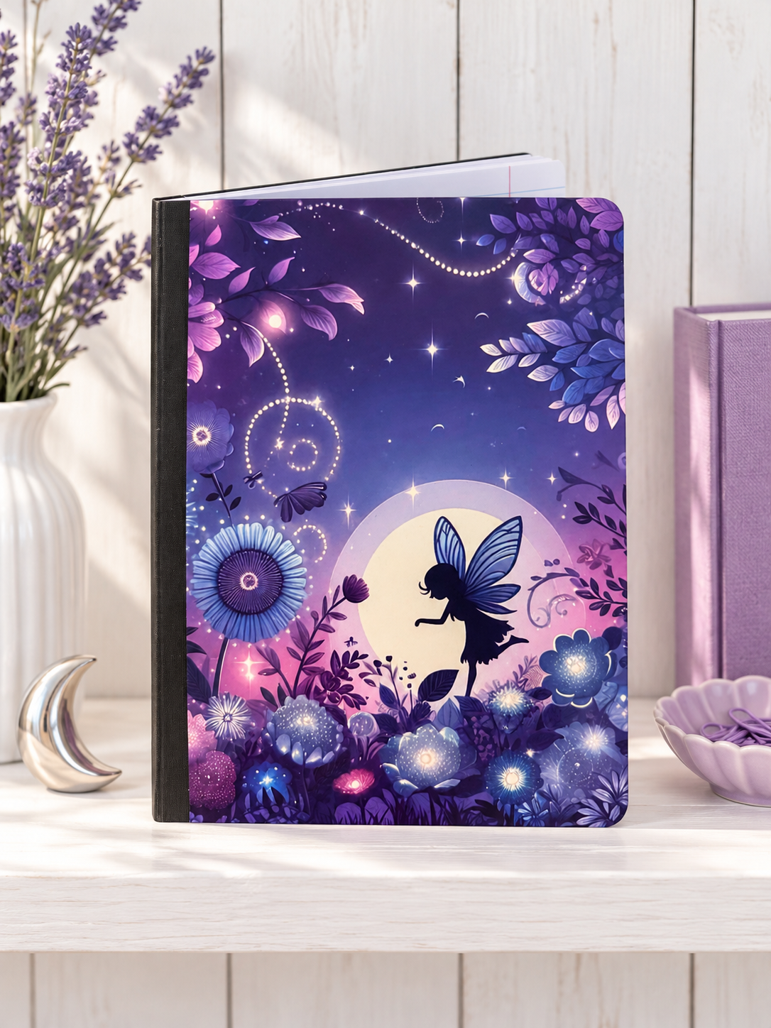 Decorative Vinyl Covered Composition Notebook Evening Fairy