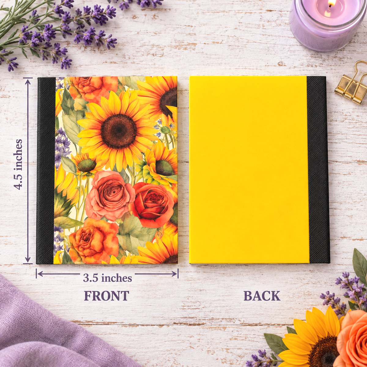 Decorative Vinyl Covered MINIATURE Composition Notebook Sunflowers B