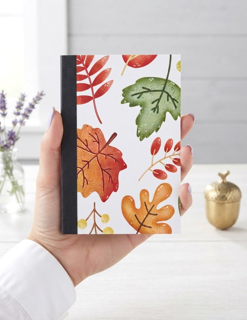Decorative Vinyl Covered MINIATURE Composition Notebook Autumn Leaves