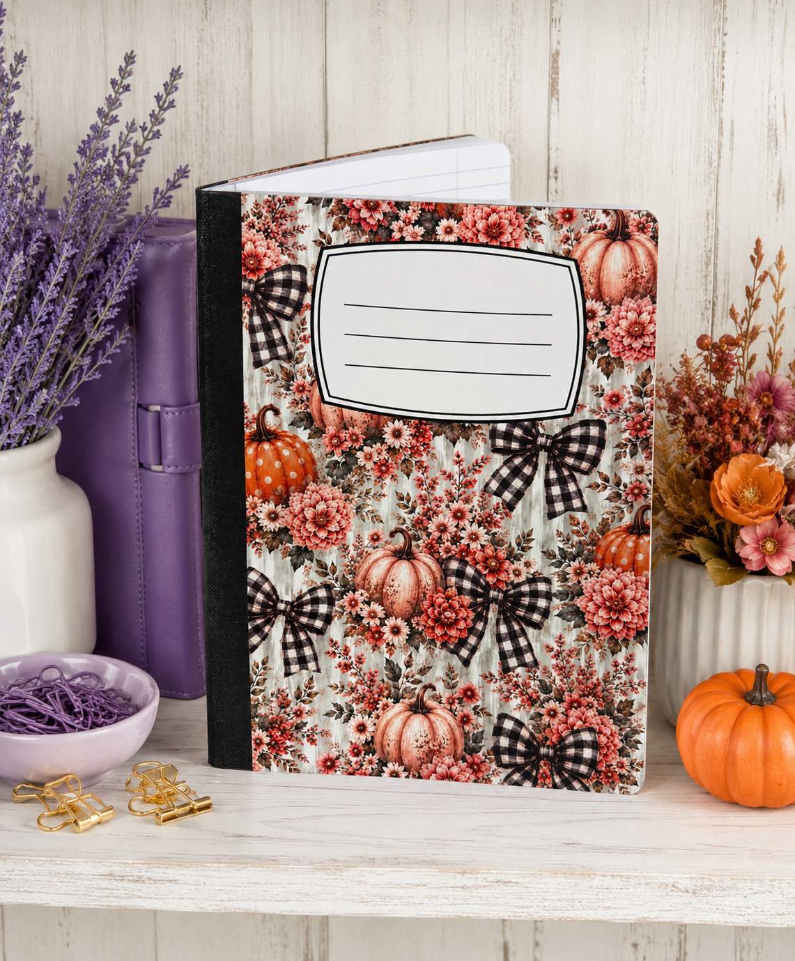 Decorative Vinyl Covered Composition Notebook Autumn Pumpkins