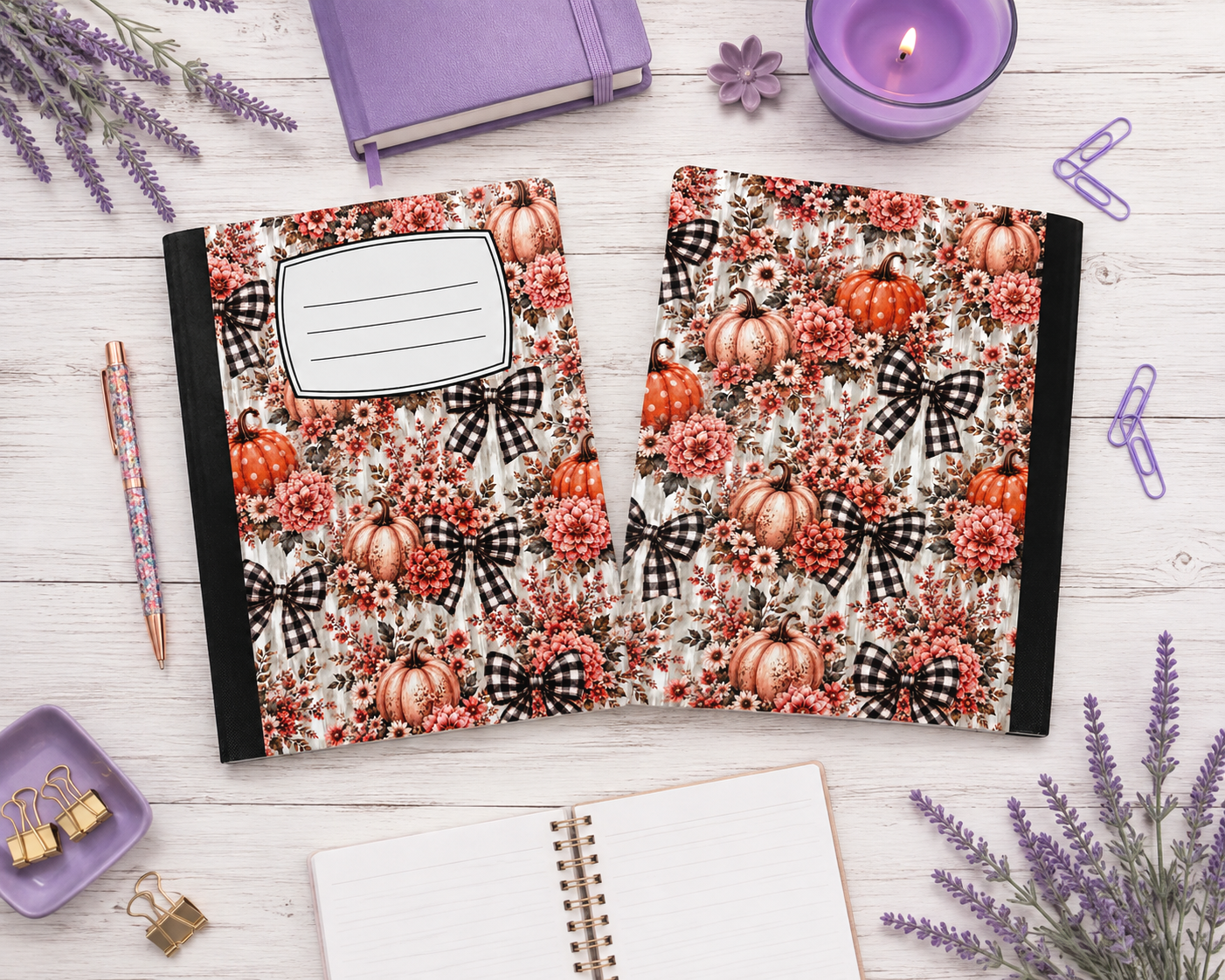 Decorative Vinyl Covered Composition Notebook Autumn Pumpkins