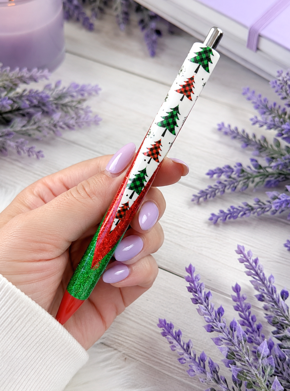 Handmade Christmas Trees glitter pen with free refill