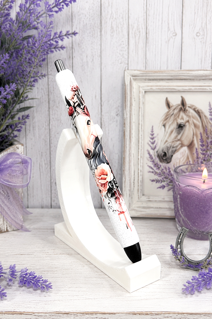 Handmade Horse with flowers glitter pen with free refill 6