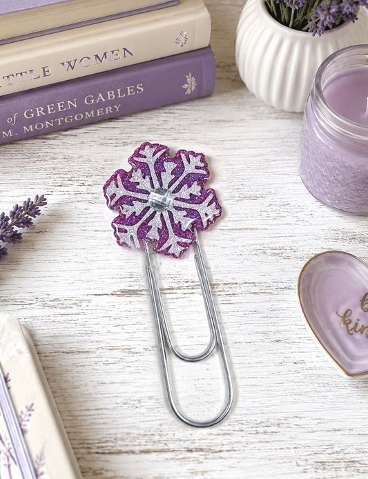 CLEARANCE Holographic Pink Snowflake Jumbo Paper Clip Bookmark