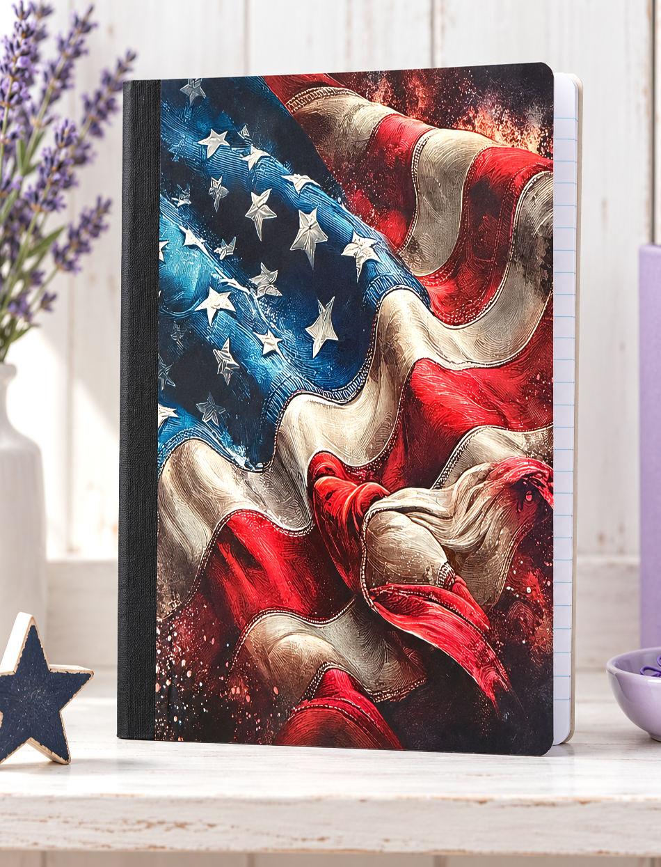 Decorative Vinyl Covered Composition Notebook Distressed Flag