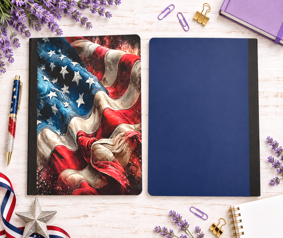 Decorative Vinyl Covered Composition Notebook Distressed Flag