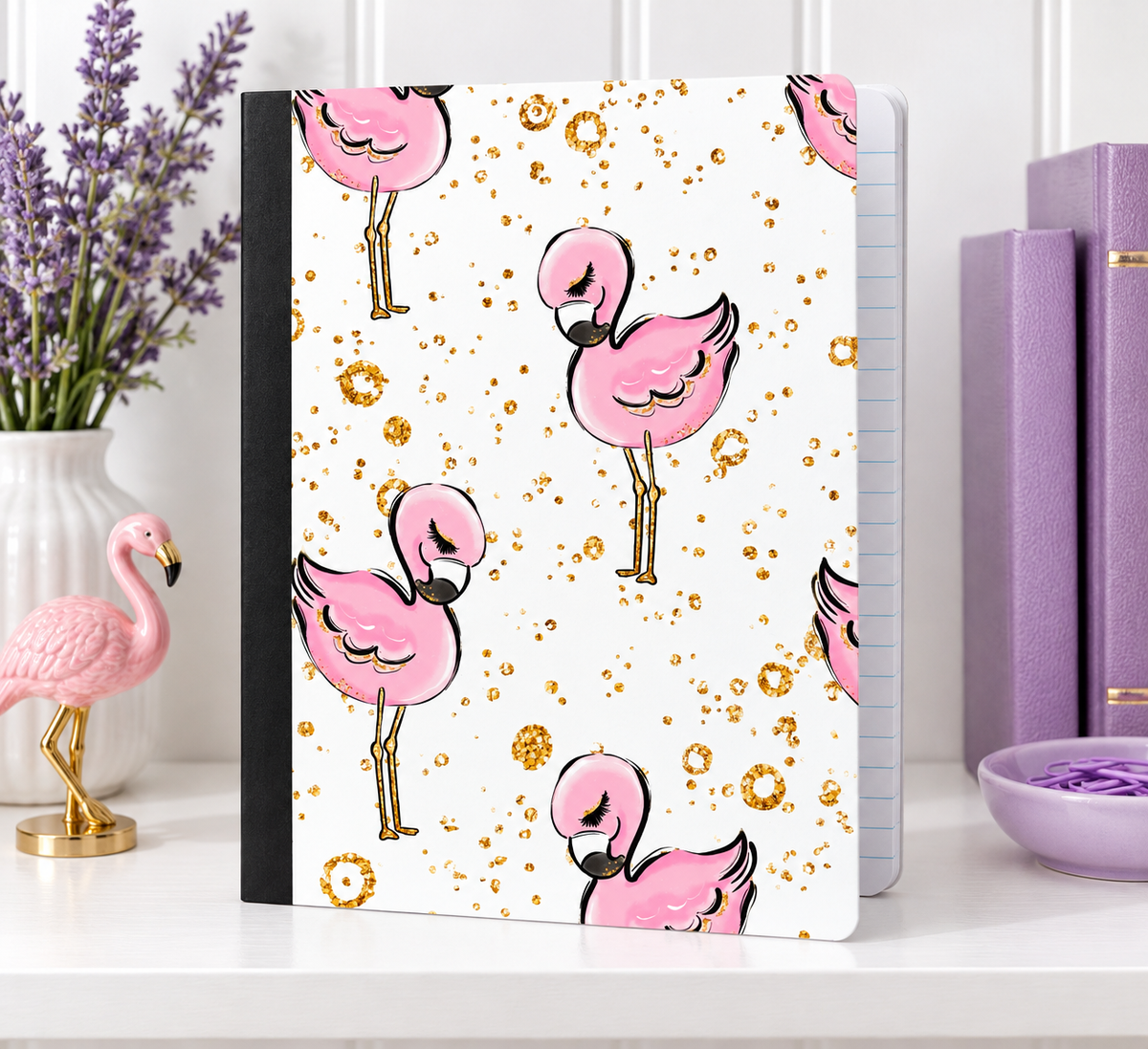 Decorative Vinyl Covered Composition Notebook Flamingo 1