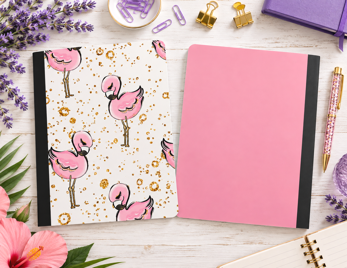 Decorative Vinyl Covered Composition Notebook Flamingo 1