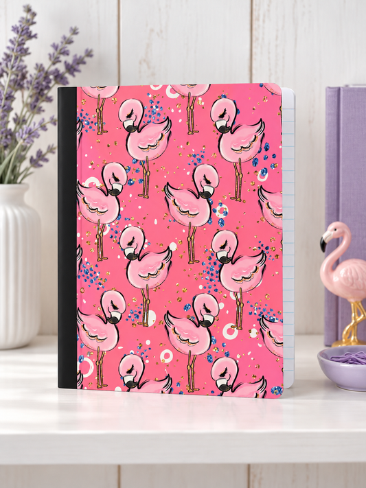 Decorative Vinyl Covered Composition Notebook Flamingo 2