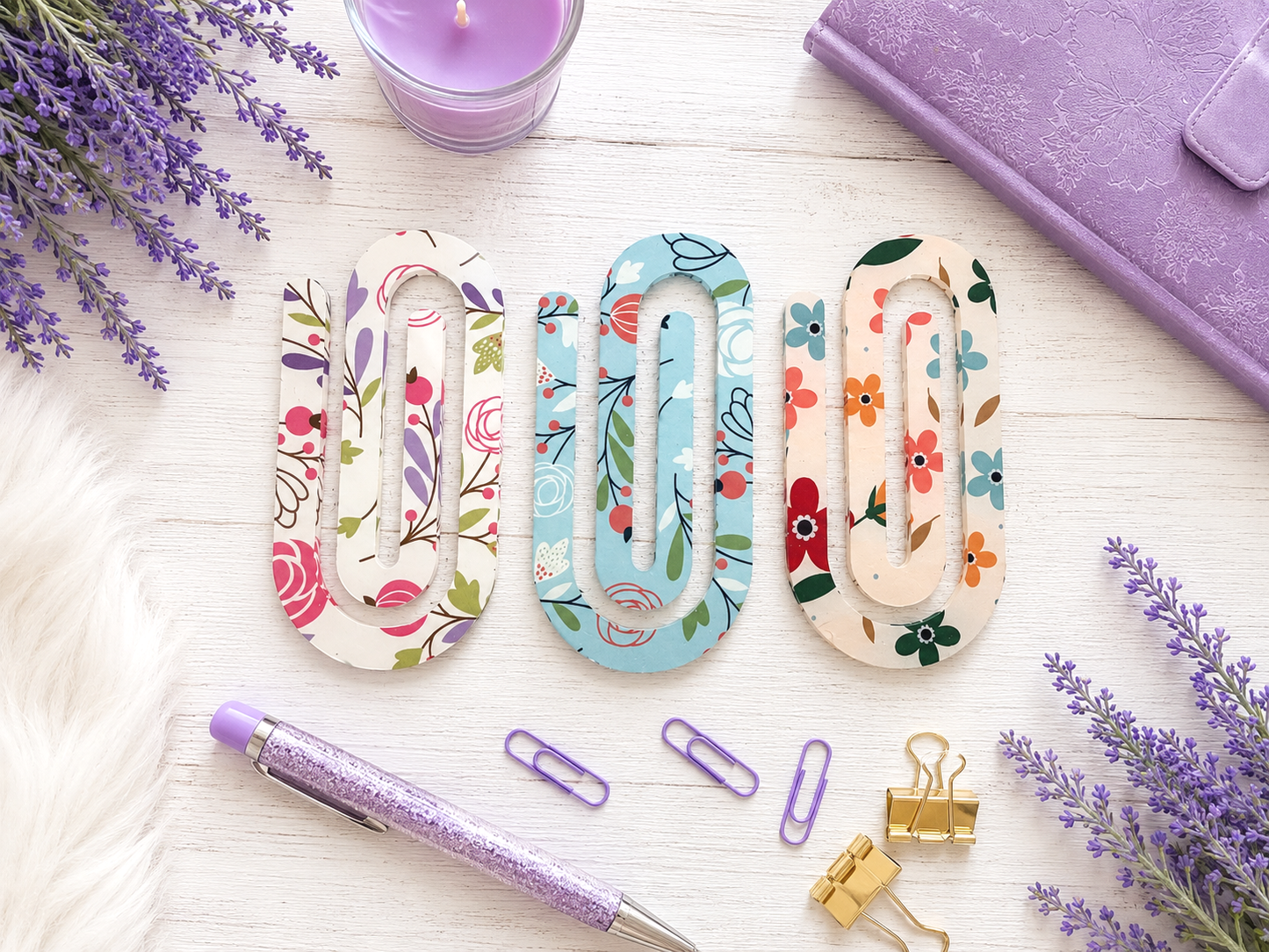 Jumbo Decorative Acrylic Paper Clip Floral 2