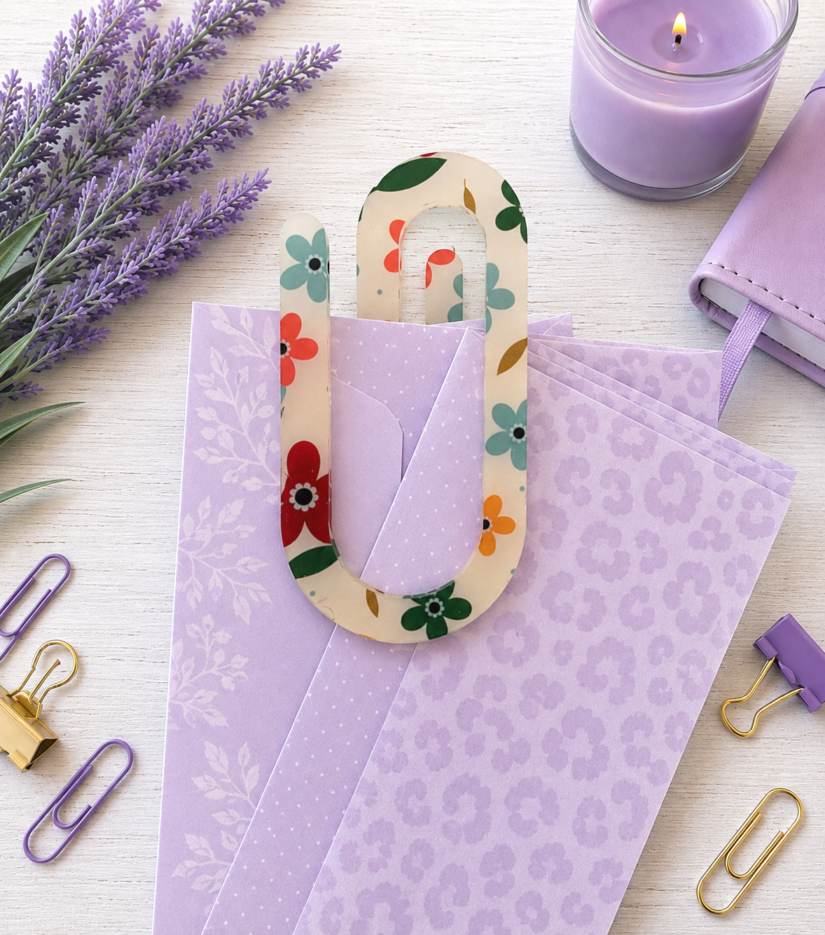 Jumbo Decorative Acrylic Paper Clip Floral 2