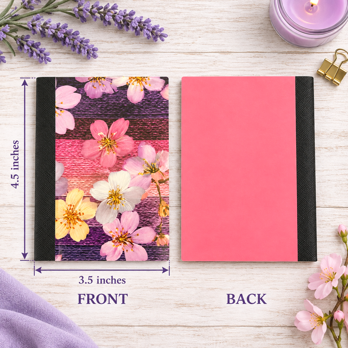 Decorative Vinyl Covered MINIATURE Composition Notebook Flowers