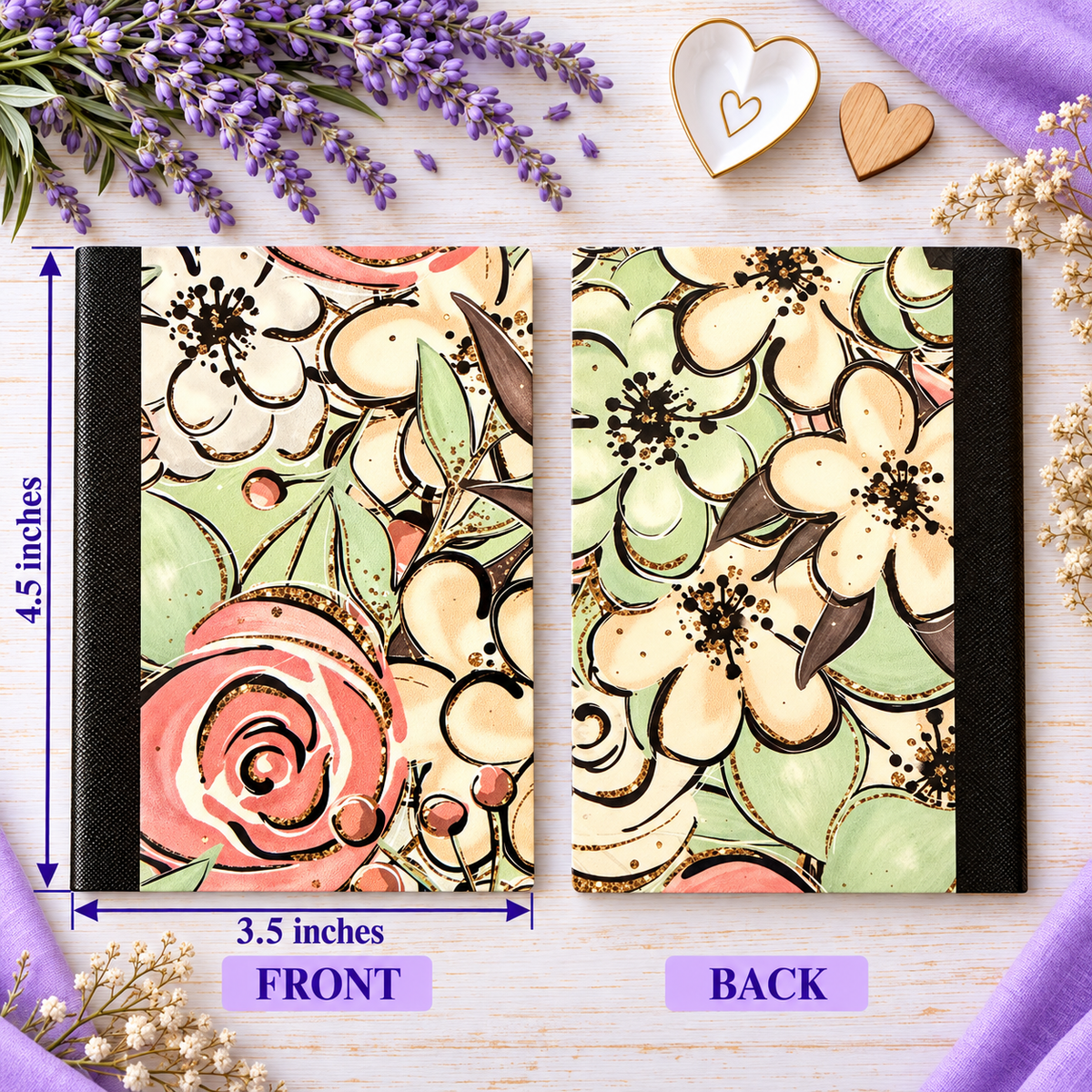 Decorative Vinyl Covered MINIATURE Composition Notebook Flowers