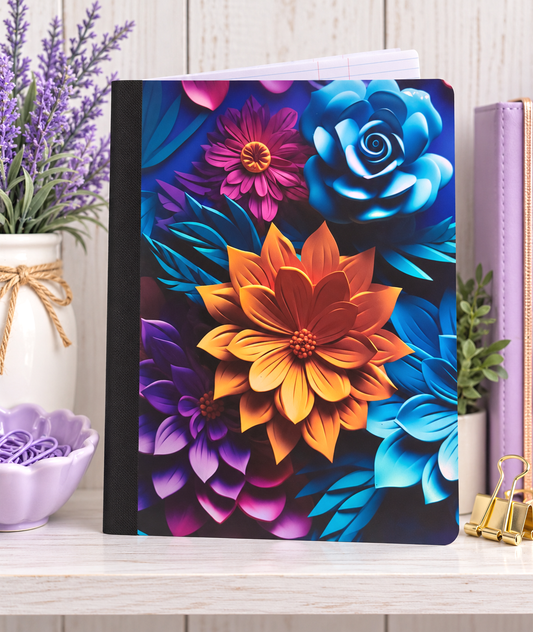 Decorative Vinyl Covered Composition Notebook Metallic Flowers