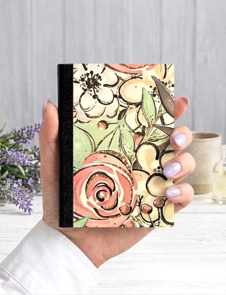 Decorative Vinyl Covered MINIATURE Composition Notebook Flowers