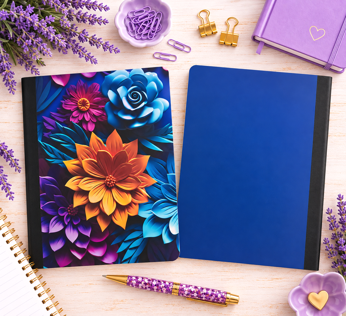 Decorative Vinyl Covered Composition Notebook Metallic Flowers