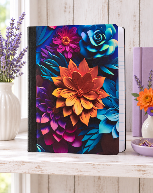 Decorative Vinyl Covered Composition Notebook Metallic Flowers