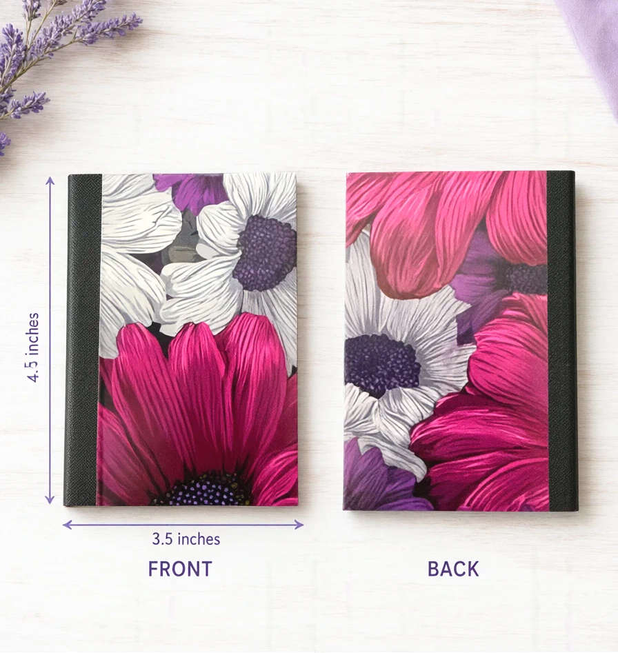 Decorative Vinyl Covered MINIATURE Composition Notebook Flowers 9
