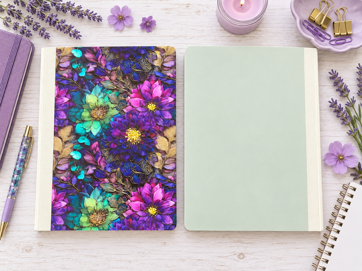 Decorative Vinyl Covered Composition Notebook Bright Flowers