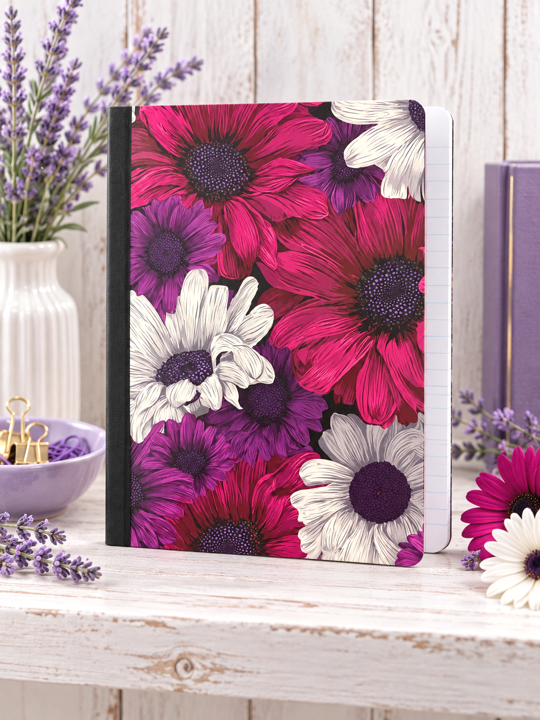 Decorative Vinyl Covered Composition Notebook Flowers