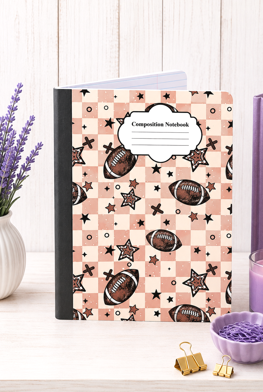 Decorative Vinyl Covered Composition Notebook Football