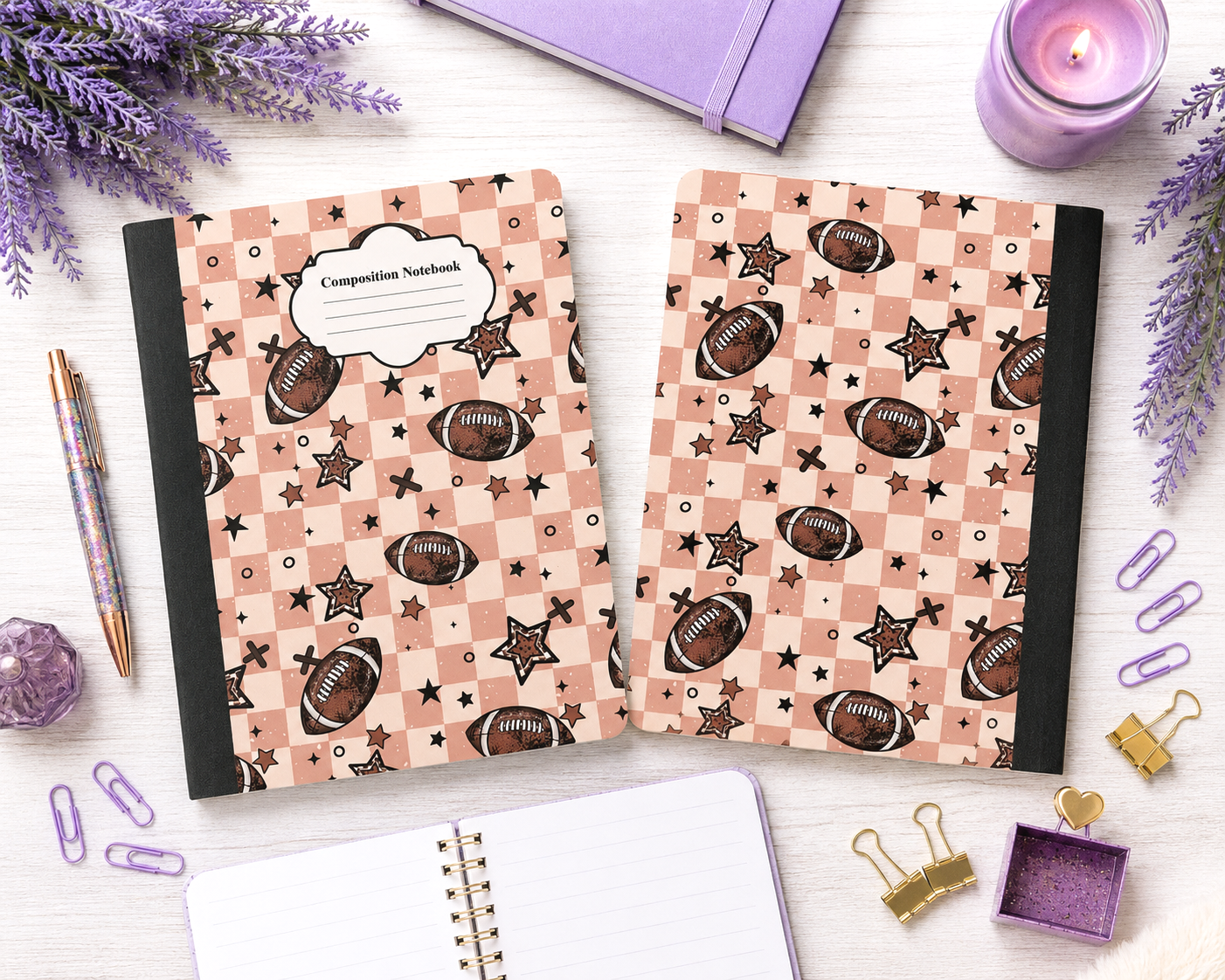 Decorative Vinyl Covered Composition Notebook Football