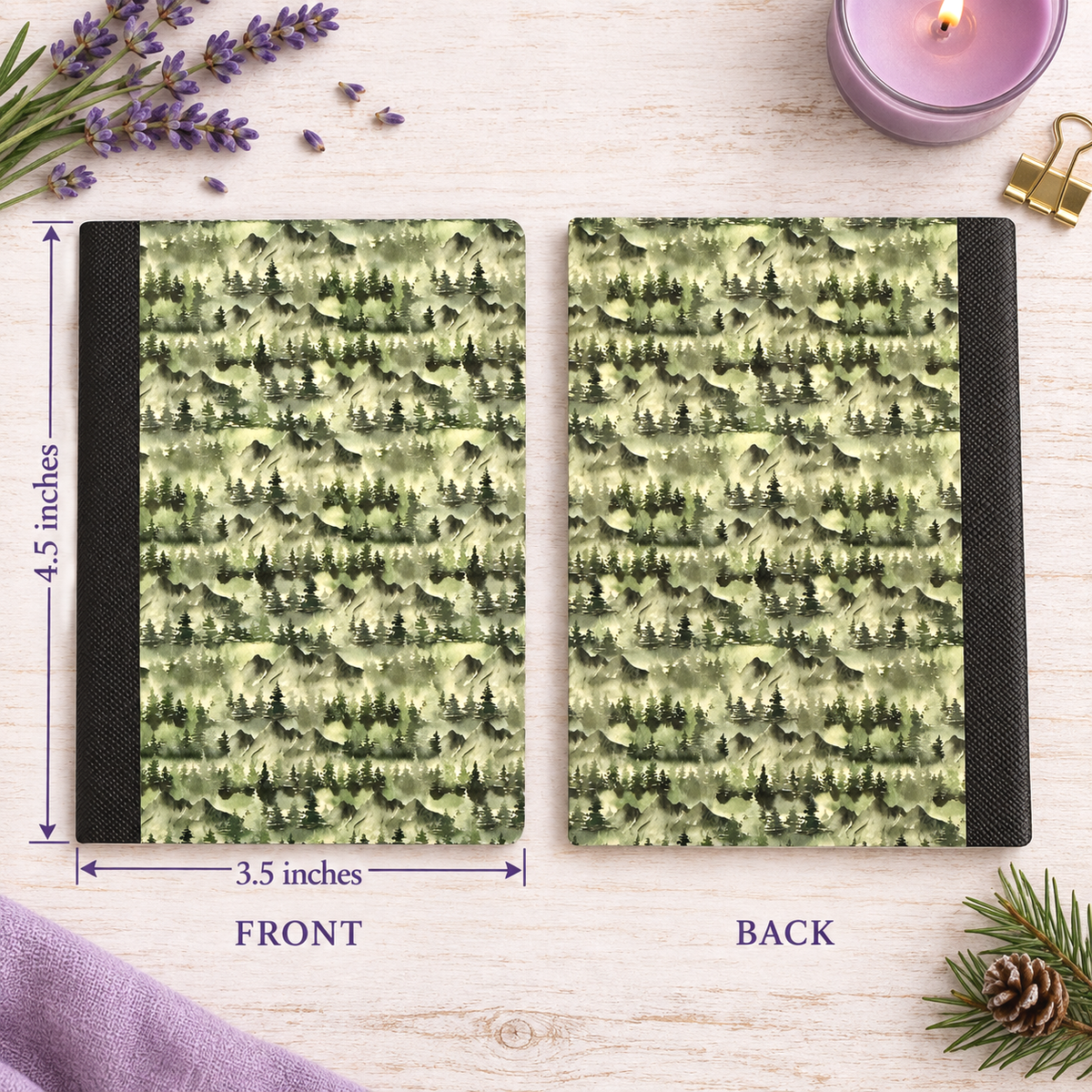Decorative Vinyl Covered MINIATURE Composition Notebook Forest Mountain
