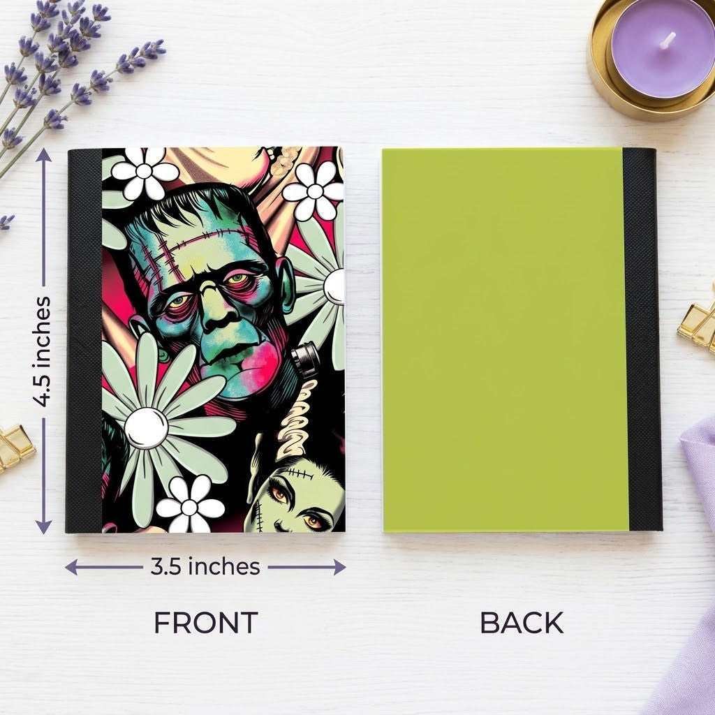 Decorative Vinyl Covered MINIATURE Composition Notebook Frankenstein