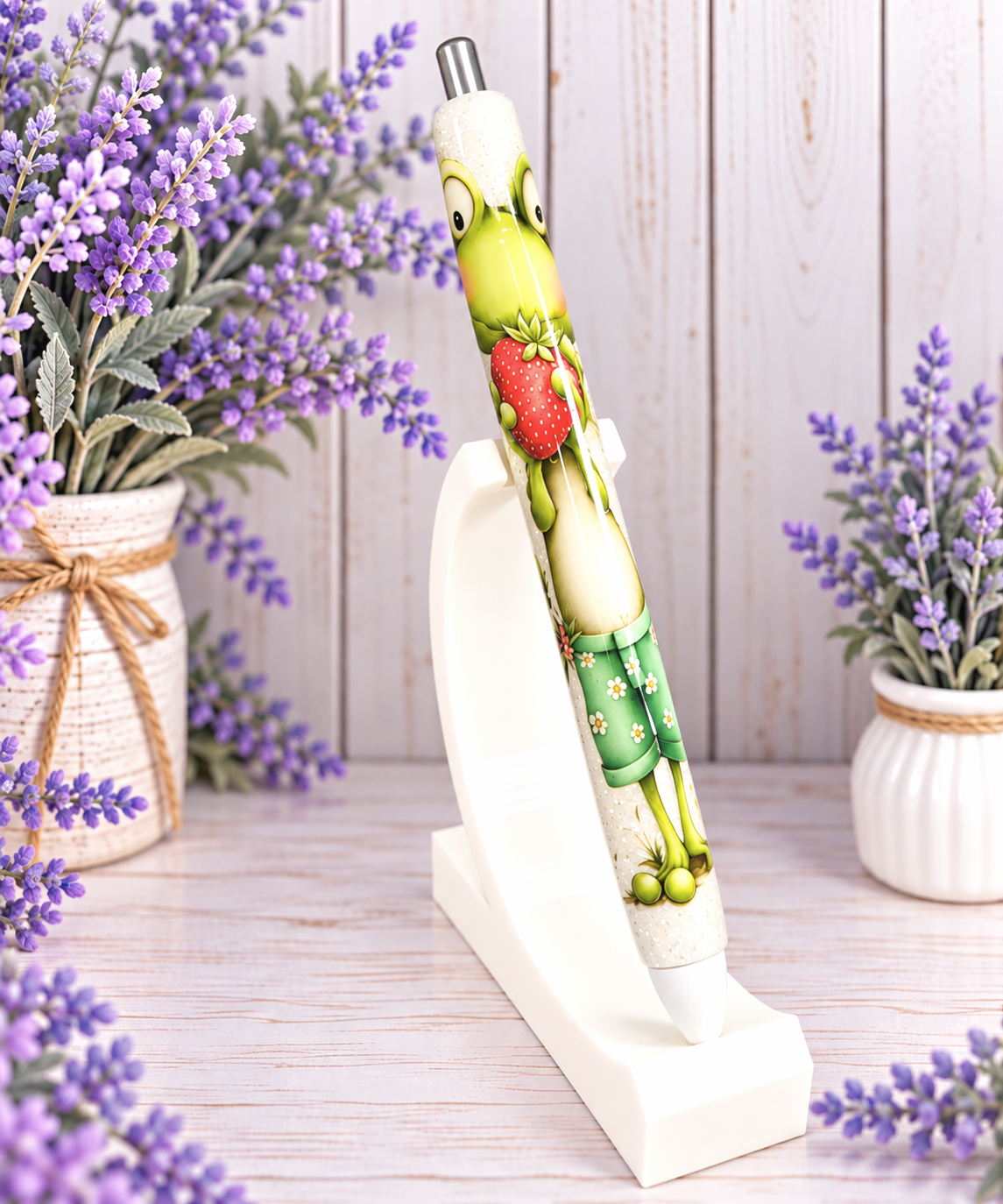 Handmade Frog glitter pen with free refill 1