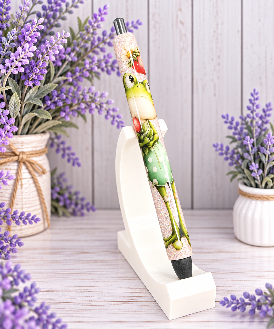 Handmade Frog glitter pen with free refill 2