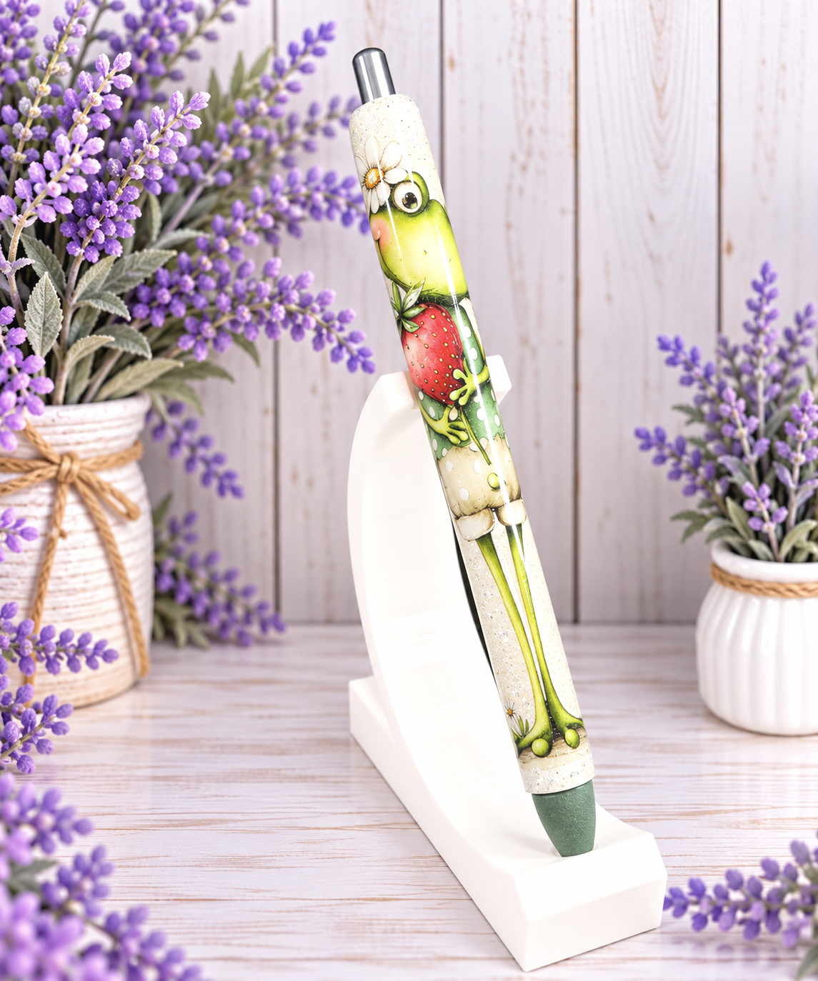 Handmade Frog glitter pen with free refill 3